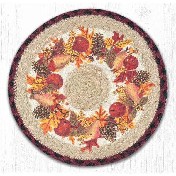 Capitol Importing Co 10 x 10 in. Jute Round Autumn Wreath Printed Trivet 80-431AW